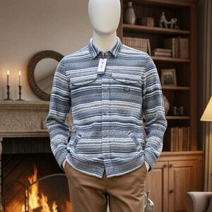 Jetty Concordia Fleece Strip Pattern Long Sleeve Jacket Shirt Men’s Size  M